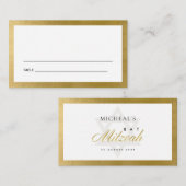 CARTES BAT MITZVAH SIMPLE PROPRE FAUX GOLD BAR (Devant / Derrière)