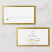 CARTES BAT MITZVAH SIMPLE PROPRE FAUX GOLD BAR (Devant / Derrière)
