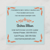 Cartes Biz Sitter Sitting pour animaux de compagni (Dos)