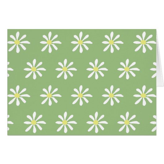 Cartes blanches Dainty Daisy (Sage Green & White) (Devant horizontal)