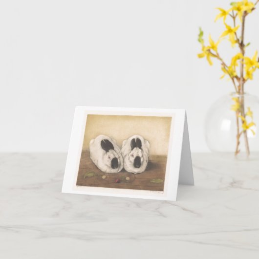 Cartes blanches lapin vintage (Fleur jaune)