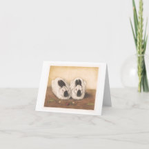 Cartes blanches lapin vintage