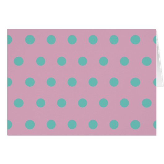 Cartes blanches Pointe Polka (Rose & Aqua) (Devant horizontal)