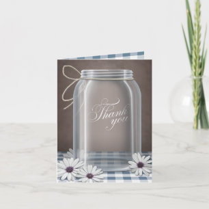 Cartes bleues de Merci de marguerite de pot de