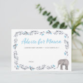 Cartes bleues et grises d'éléphant de baby shower (Debout devant)