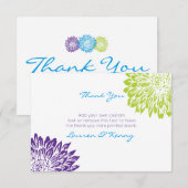 Cartes bleues, vertes, pourpres de Merci de mamans (Devant / Derrière)