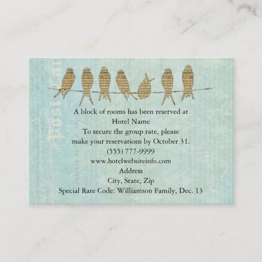 Cartes bleues vintages d'hôtel et de direction (Devant)