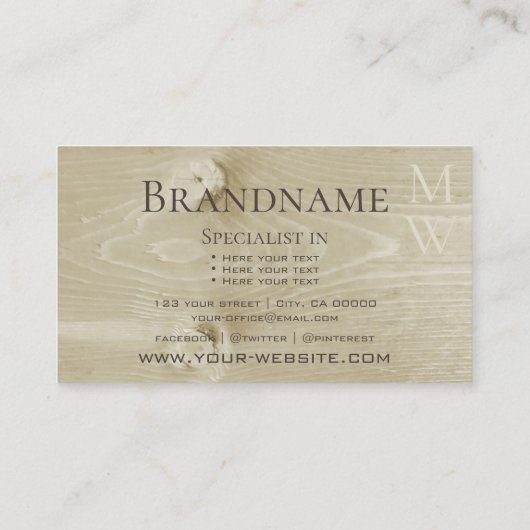 Cartes Brown en bois clair Grain de bois Apparence (Dos)