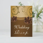 Cartes Brown Mariage de automne RSVP au chocolat f (Debout devant)