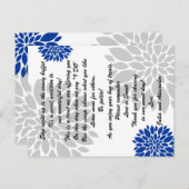 Cartes Buffet Royal Blue Silver Floral Bural Candy (Devant / Derrière)