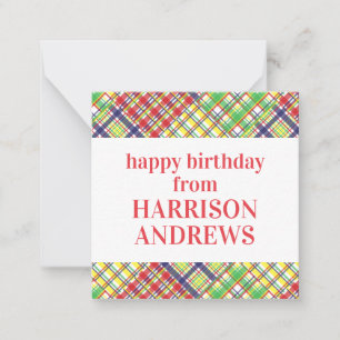 Cartes Cadeau Cadeau Personnalisées Plaid Madras
