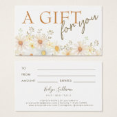 Cartes cadeaux de marguerites délicates (Devant & derrière)