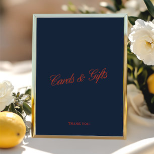 Cartes & Cadeaux Élégant Mariage rouge & bleu prof