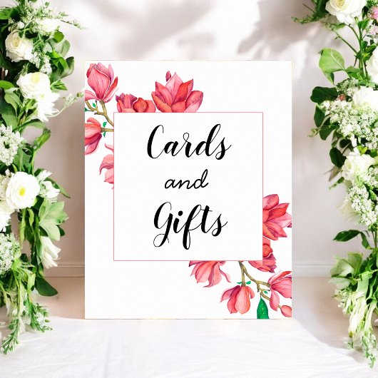 Cartes Cadeaux Fleurs Rose Blanc Mariage Affiche
