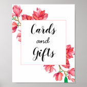 Cartes Cadeaux Fleurs Rose Blanc Mariage Affiche (Devant)