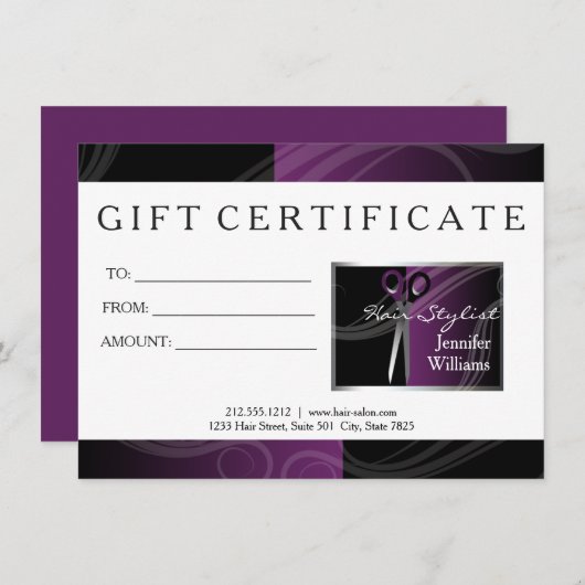 Cartes cadeaux Hair Salon (Devant / Derrière)