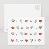 Cartes cardiaques botaniques vertes rouges et rose (Devant / Derrière)