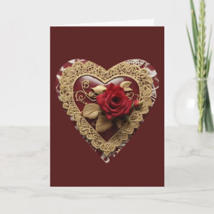 Cartes cardiaques vintages Red Rose Lace Valentine