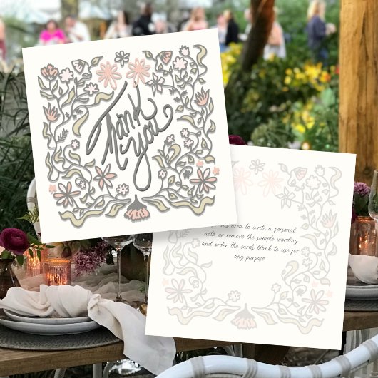 Cartes Carrées Illustrées avec Bordure Florale de
