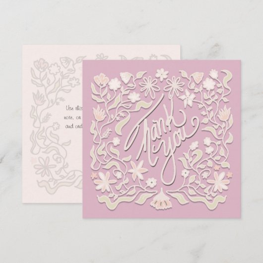 Cartes Carrées Illustrées avec Bordure Florale de (Devant / Derrière)