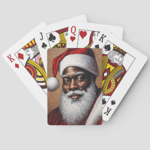 Cartes Carte de jeu de Père Noël afro-américaine
