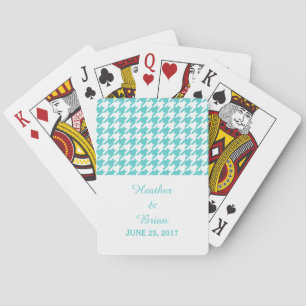 Cartes Carte de jeu Mariage Turquoise Houndstooth
