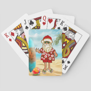 Cartes Carte de jeu Tropical Père Noël Beach