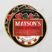 Cartes CASINO POKER Invitation de fête d'anniversa (Devant / Derrière)