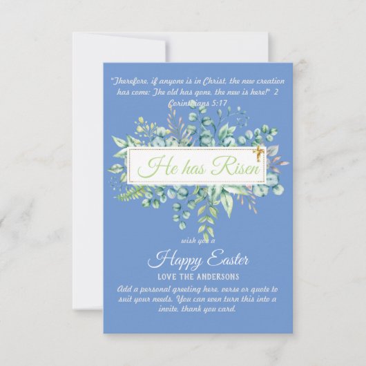 Cartes catholiques de PÂQUES Citation de versets r (Devant)