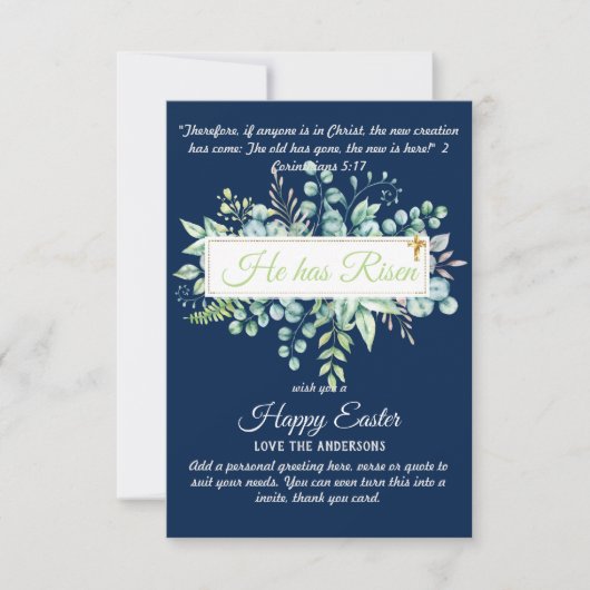 Cartes catholiques de PÂQUES Citation de versets r (Devant)