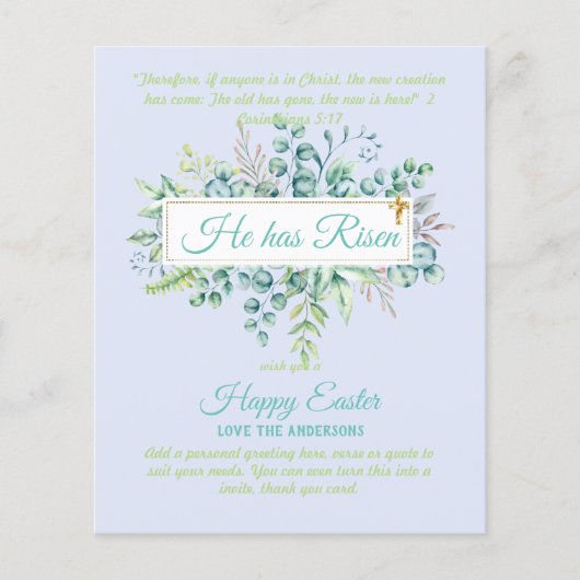 Cartes catholiques de PÂQUES Citation de versets r (Devant)