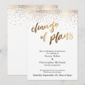 Cartes "Changement de plans" pour mariage doré rep (Devant / Derrière)