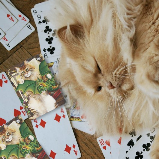 Cartes Chat de fantaisie de jeu Dragon vert dés