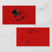 Cartes Cherry Red Hearts Top Hat et High Heel Plac (Devant / Derrière)