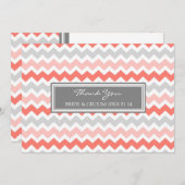 Cartes Chevron gris de corail de Merci de mariage (Devant / Derrière)