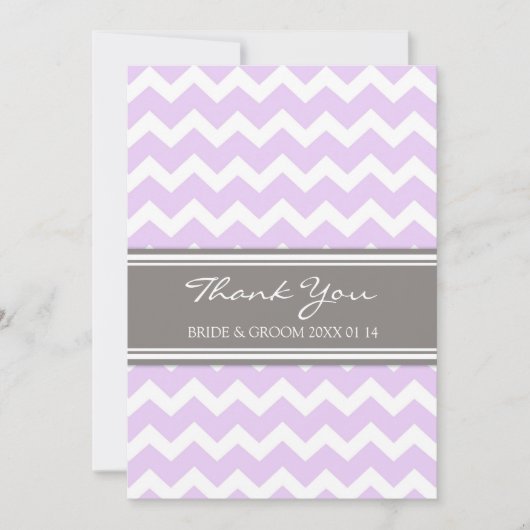 Cartes Chevron gris pourpre de Merci de mariage (Devant)