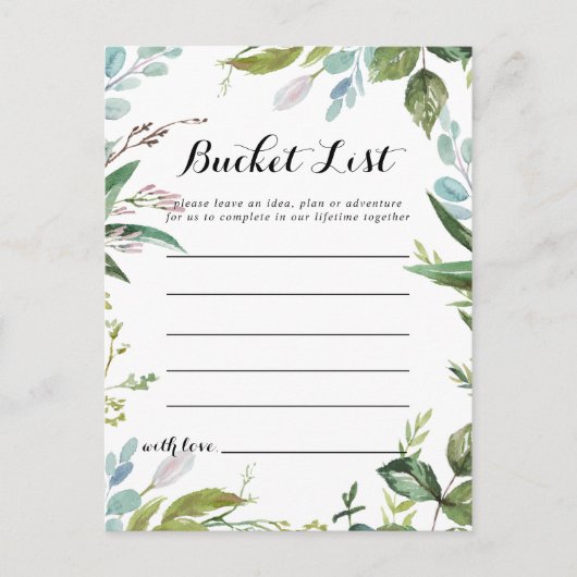 Cartes Classy Green Feuilles Tropical Bucket List (Devant)