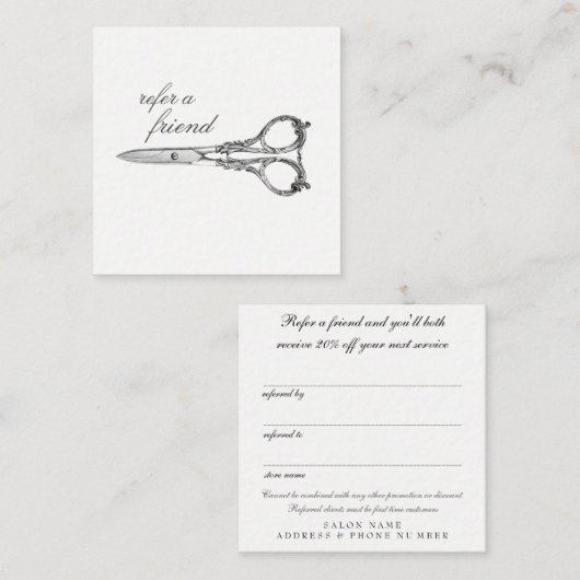 Cartes clients du salon de référence des ciseaux v (Devant / Derrière)