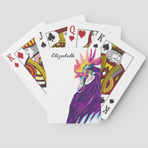 Cartes Coloré Pop Art Rooster Carte de jeu personnalisée