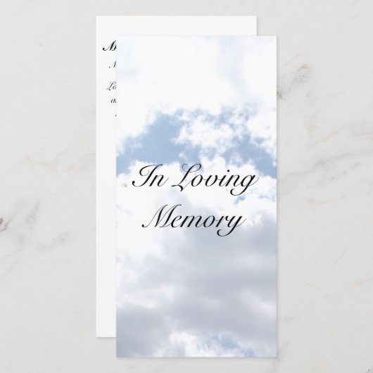 Cartes commémoratives "Nuages" (Devant / Derrière)