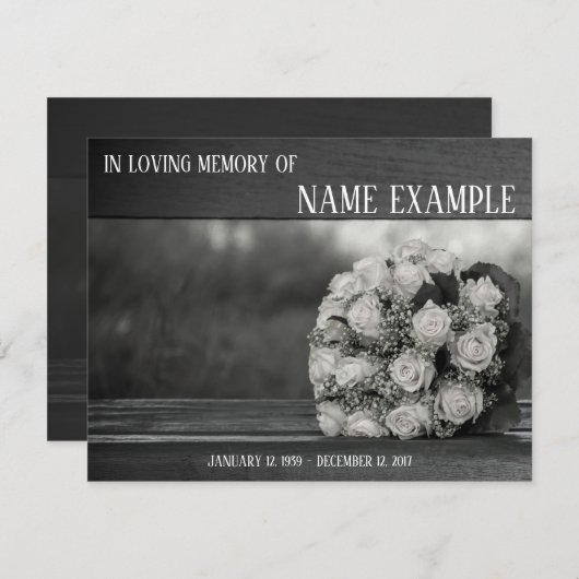 Cartes commémoratives Un bouquet de roses blanches (Devant / Derrière)