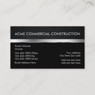 Cartes commerciales de contact de construction