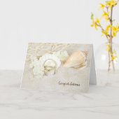 Cartes Coquillages et Anneaux de Mariage (Fleur jaune)