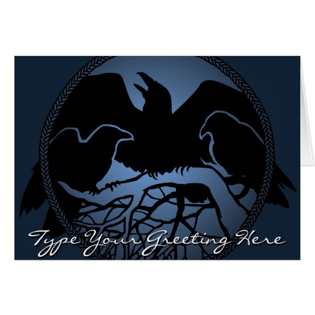 Cartes corbeaux personnalisées Cartes d'art Cool C (Devant horizontal)