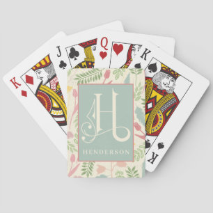 Cartes Couleur et motif de printemps H monogramme jeu