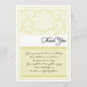 Cartes Cream Mariage damassé Thank You