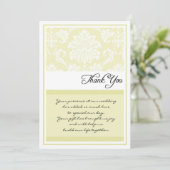 Cartes Cream Mariage damassé Thank You (Debout devant)