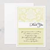 Cartes Cream Mariage damassé Thank You (Devant / Derrière)