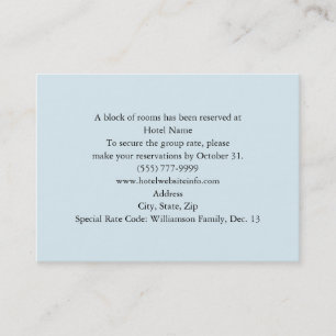 Cartes croisées florales bleues d'hôtel et de