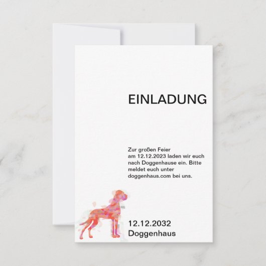 Cartes d’invitation Doggen (Devant)
